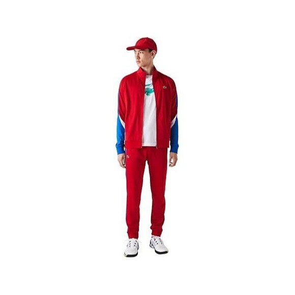 LACOSTE Sport Pants Mens 6 Extra Large Red Tennis Run Resistant Track ColorBlock - Picture 1 of 5